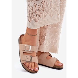 Kvinders flip flops på Cork -platformen beige spænder 1