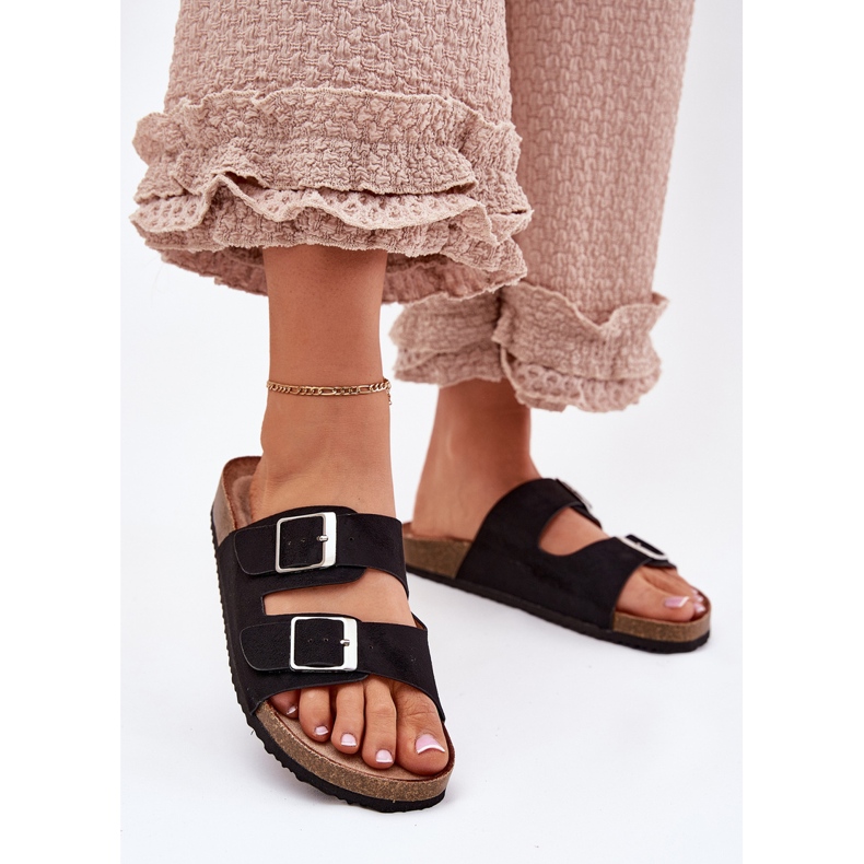 Kvinders flip flops på Cork -platformen sorte spænder 2