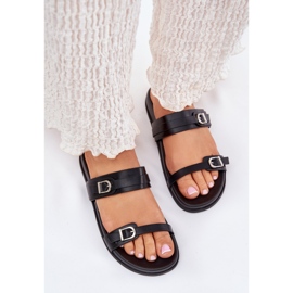 Dame-flip-flops med spænder, sort 2