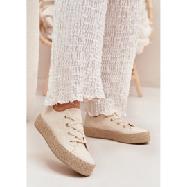 Kvinders sneakers på platformen med Braid Beige 2