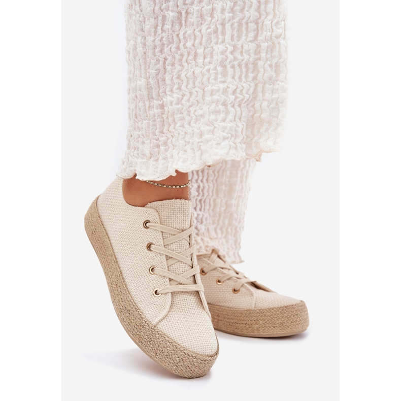 Kvinders sneakers på platformen med Braid Beige 1