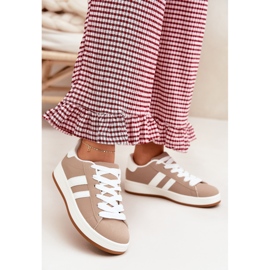 Kvinders sneakers sportssko med øko læder mørkt syn beige 2