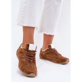 Kvinders sportssko med Eco Suede -kamel brun 2