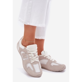 Kvinders sportssko med Eco Suede White og Beige 1