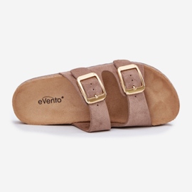 Kvinders flip flops med Eco Suede gyldne klemmer beige 2