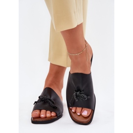 EVento Flat -Hælet kvinders flip flops med en dekorativ slips sort 3