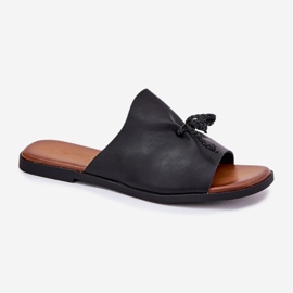 EVento Flat -Hælet kvinders flip flops med en dekorativ slips sort 4
