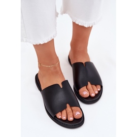 EVento Kvinders flip flip flops med fladt -hælet læder sort 6