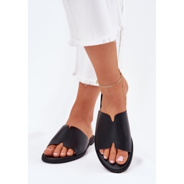 EVento Kvinders flip flip flops med fladt -hælet læder sort 4