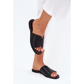 EVento Kvinders flip flip flops med fladt -hælet læder sort 7