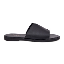 EVento Kvinders flip flip flops med fladt -hælet læder sort 9