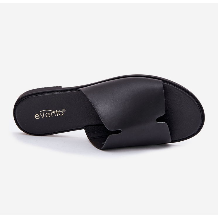 EVento Kvinders flip flip flops med fladt -hælet læder sort 2