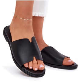EVento Kvinders flip flip flops med fladt -hælet læder sort 11