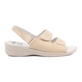 Shelvt Kvinders beige sandaler med læderindsats 2