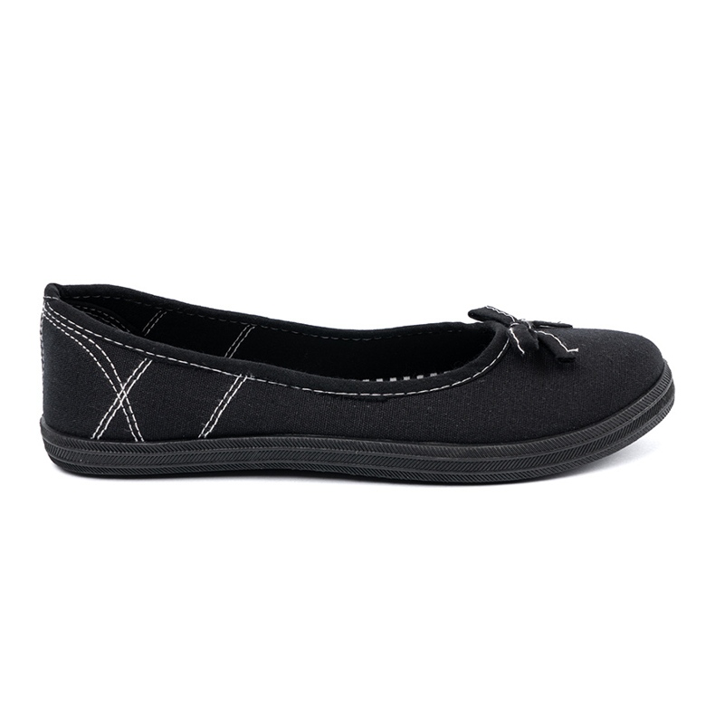 Sort materiale ballerinas med en bue 2