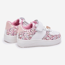 Børns sneakers sportssko lyserøde enhjørninger hvid 2