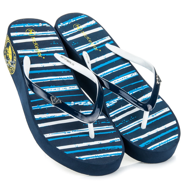 Mckeylor Stribede kile-flip-flops blå 1
