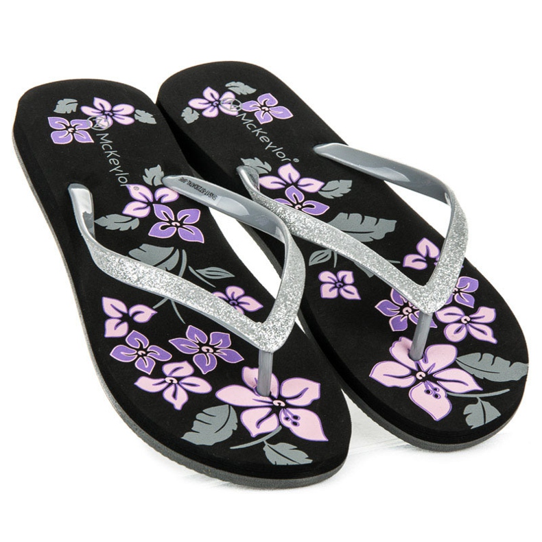 Mckeylor Flip-flops med blomster sort 1