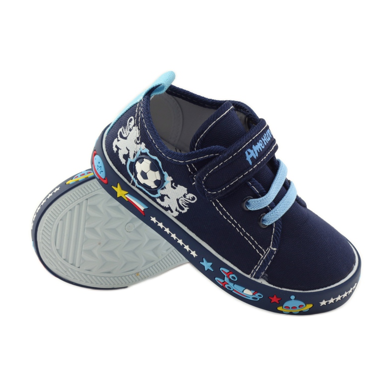 American Club Amerikanske sneakers sneakers læder indersål marineblå blå hvid 3