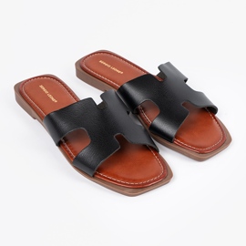 Sergio Leone Sort flip flops med en firkantet tå 2