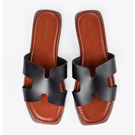 Sergio Leone Sort flip flops med en firkantet tå 3