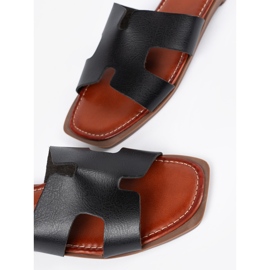 Sergio Leone Sort flip flops med en firkantet tå 1