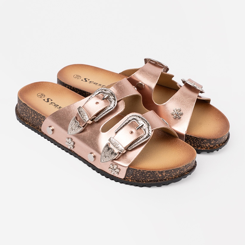 Seastar Kvinders lyserøde guldfarve flip flops 1