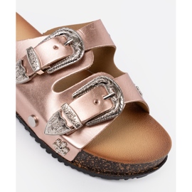 Seastar Kvinders lyserøde guldfarve flip flops 4