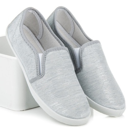 Slip på sneakers med sølvtråd grå 2