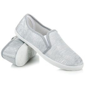 Slip på sneakers med sølvtråd grå 1