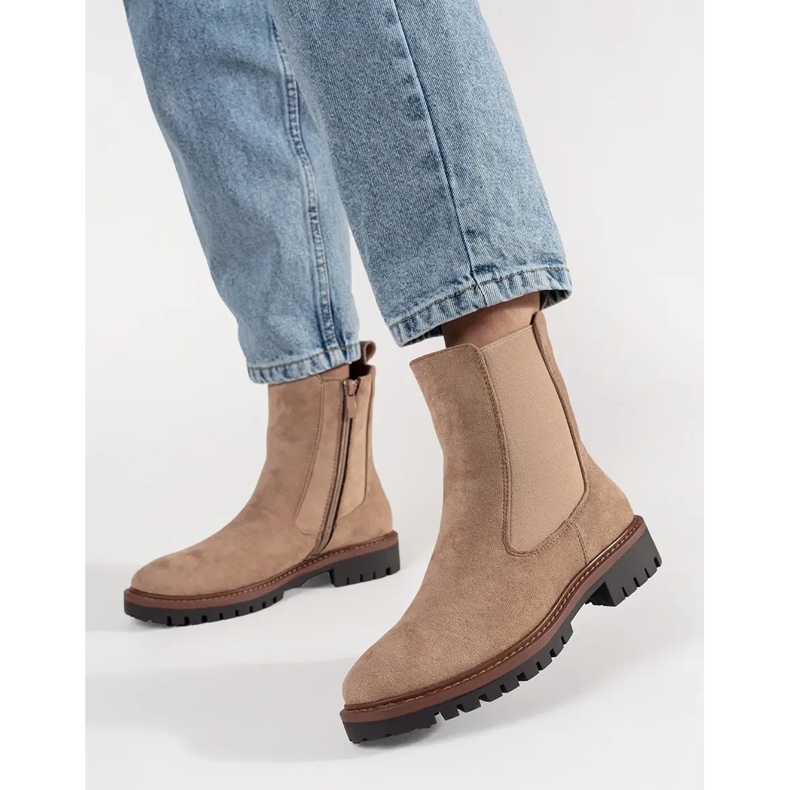 Ruskind beige chelsea støvler 2
