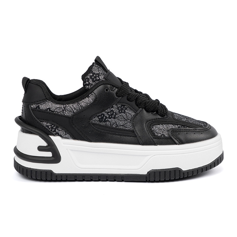 Kvinders sneakers med sort / hvid blonder 2