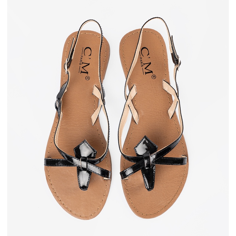 Sorte flade sandaler 1
