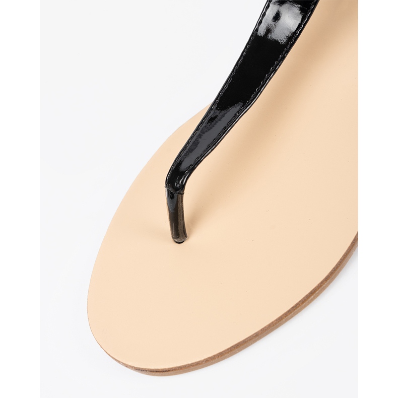 Sorte flade sandaler i japansk stil 1