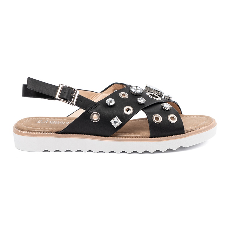 Shelvt Sorte sandaler med dekorative studs 2