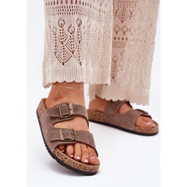 Inna Kork sål med en mørk -bellied klemmer beige 2