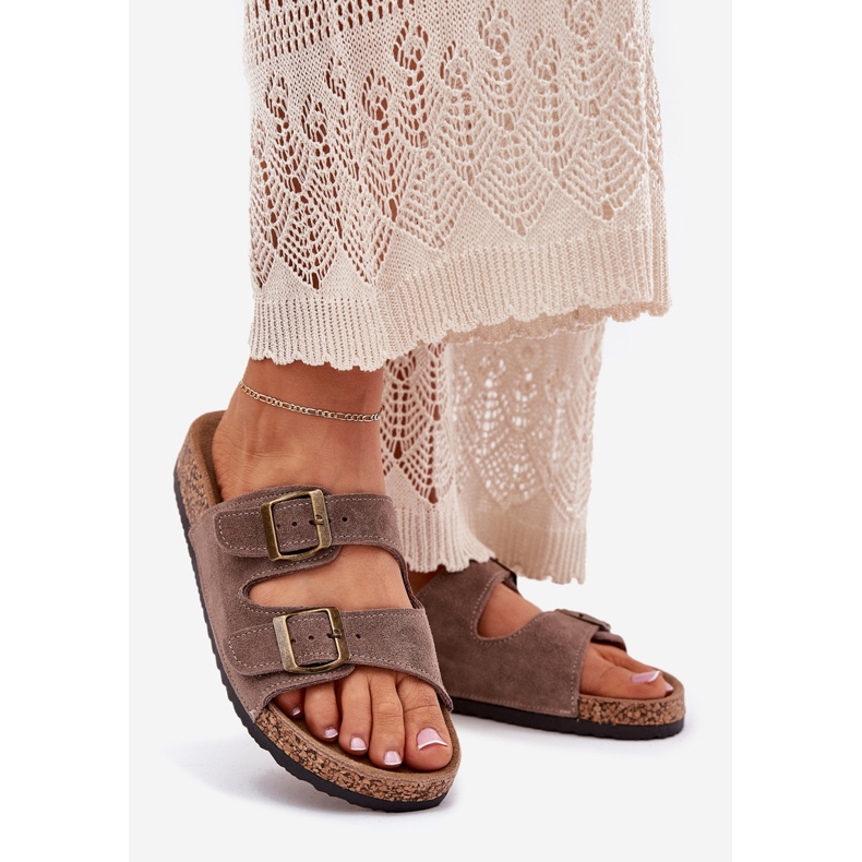 Inna Kork sål med en mørk -bellied klemmer beige 1