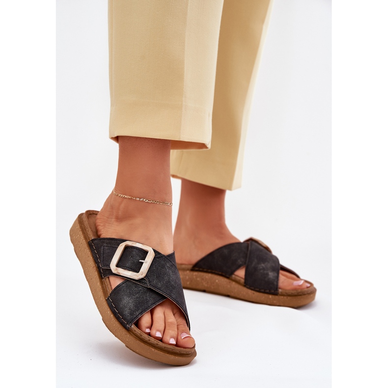 Kvinders flip flops med inblu ED000025 sort spænde 2