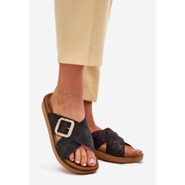 Kvinders flip flops med inblu ED000025 sort spænde 1