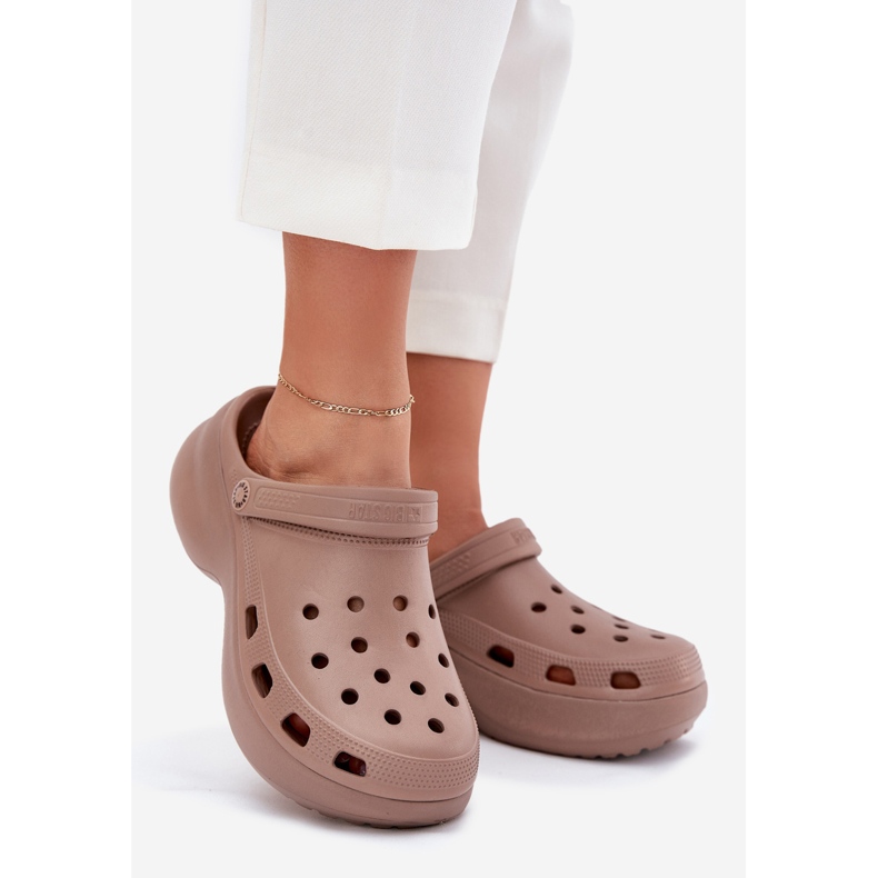 Big Star Kvinders skum flip flops på den massive sål store stjerne RR274A121 mørk beige 1