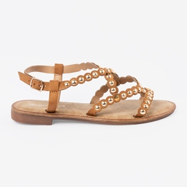 Caramel Flat Sandals med studs beige 1