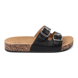 Shelvt Sort profilerede kvinders flip flops med spænder 2