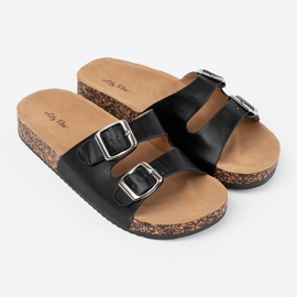 Shelvt Sort profilerede kvinders flip flops med spænder 3