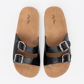 Shelvt Sort profilerede kvinders flip flops med spænder 4