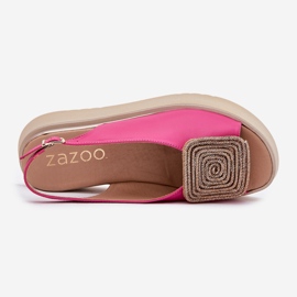 Zazoo 1786 Kvinders lædersandaler på platformen med et ornament af Fuchsia lyserød 2