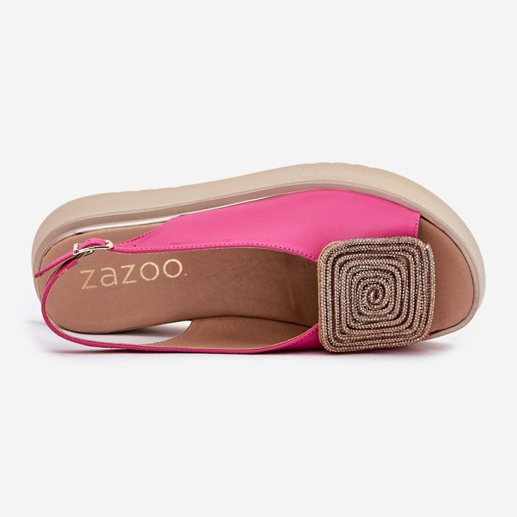 Zazoo 1786 Kvinders lædersandaler på platformen med et ornament af Fuchsia lyserød 2