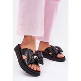 Kvinders læder flip flops på platformen med Chebello 4647 sort bue 3