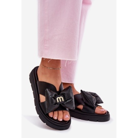Kvinders læder flip flops på platformen med Chebello 4647 sort bue 1