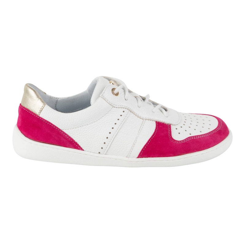 Barefoot lædersko Olivier 1773pol - Letvægt minimalistiske hvide sneakers med fuchsia 1