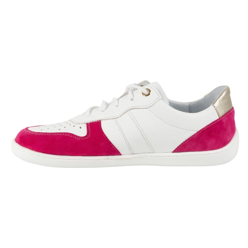 Barefoot lædersko Olivier 1773pol - Letvægt minimalistiske hvide sneakers med fuchsia 2